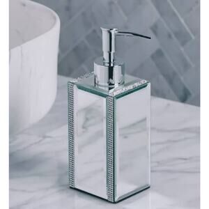 Home Centre Mirror Rhinestones Liquid Soap Pump Dispenser Bathroom Accessory
